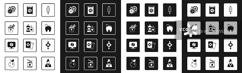 中式纸灯笼烟花与亚洲面条图片素材