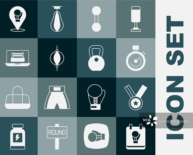 拳击手套、奖牌、秒表、哑铃素材图片素材