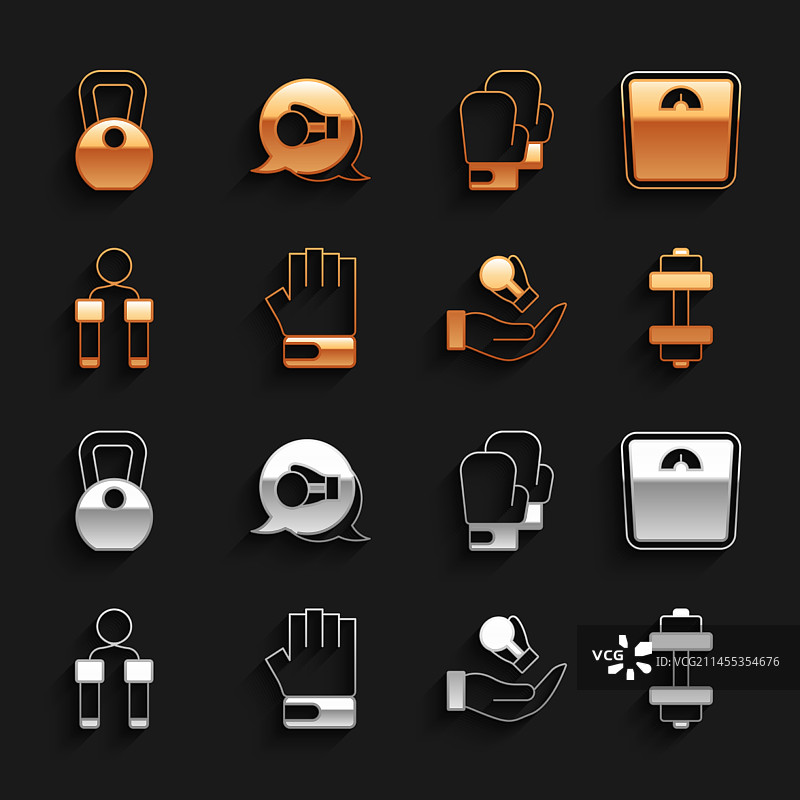 综合格斗手套、浴室秤、哑铃和拳击图片素材