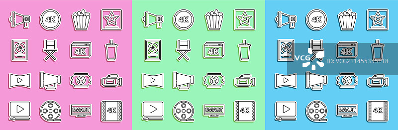 4K电影胶片摄影机纸张线条组合图片素材