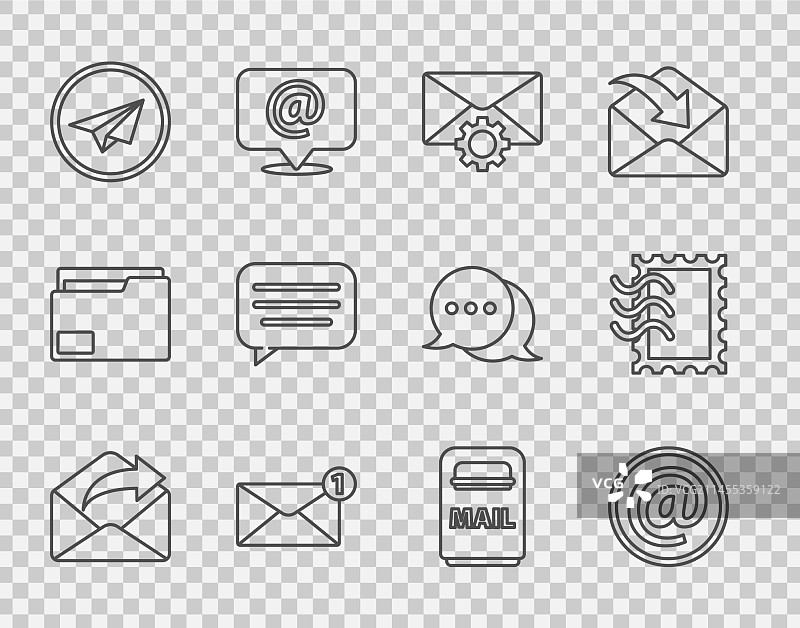 寄出邮件和电子邮件信封线条设计图片素材