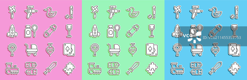 拼图玩具扑克牌铲子线条图标图片素材