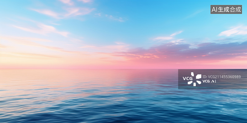 【AI数字艺术】日出日落天空与水面背景图图片素材