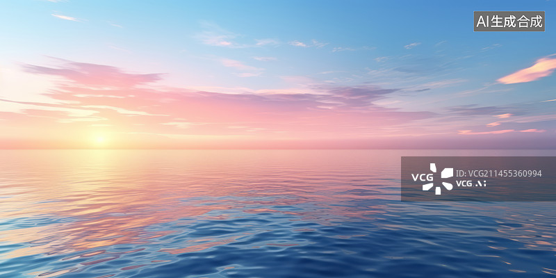 【AI数字艺术】日出日落天空与水面背景图图片素材