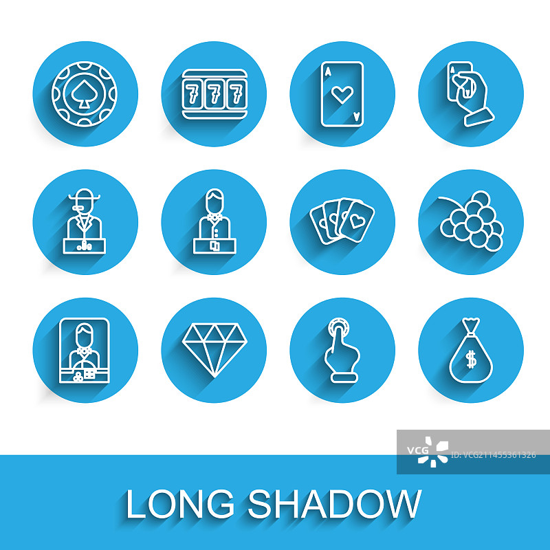 赌场荷官手持筹码钻石线路图标图片素材