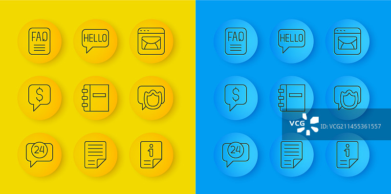 24小时客服电话、付费笔记本线条组合图片素材