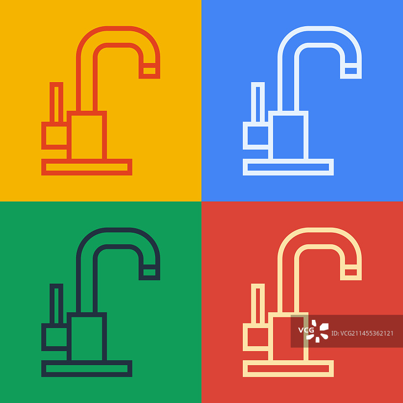 波普艺术风格线条水龙头图标图片素材