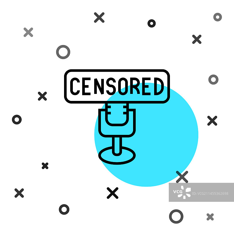 白色背景上的黑色线条审查印章图标图片素材