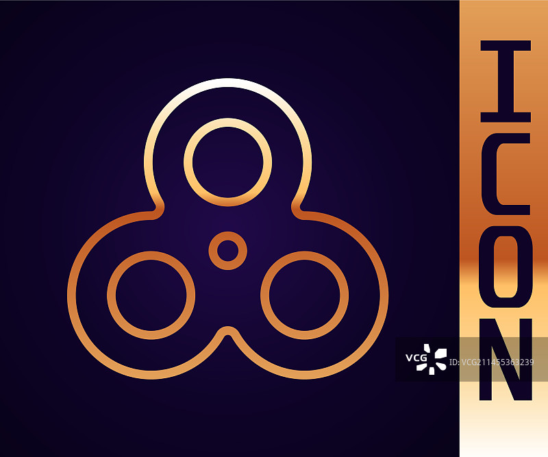黑色背景上的金色线条指尖陀螺图标图片素材