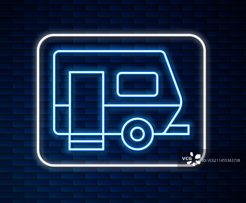 发光霓虹灯房车露营拖车图标图片素材