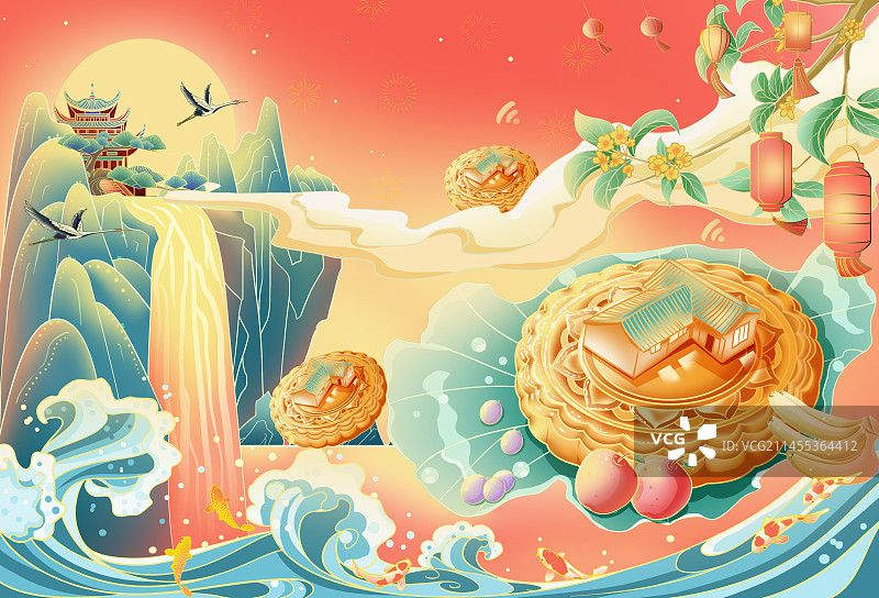 中秋节插画海报设计图片素材