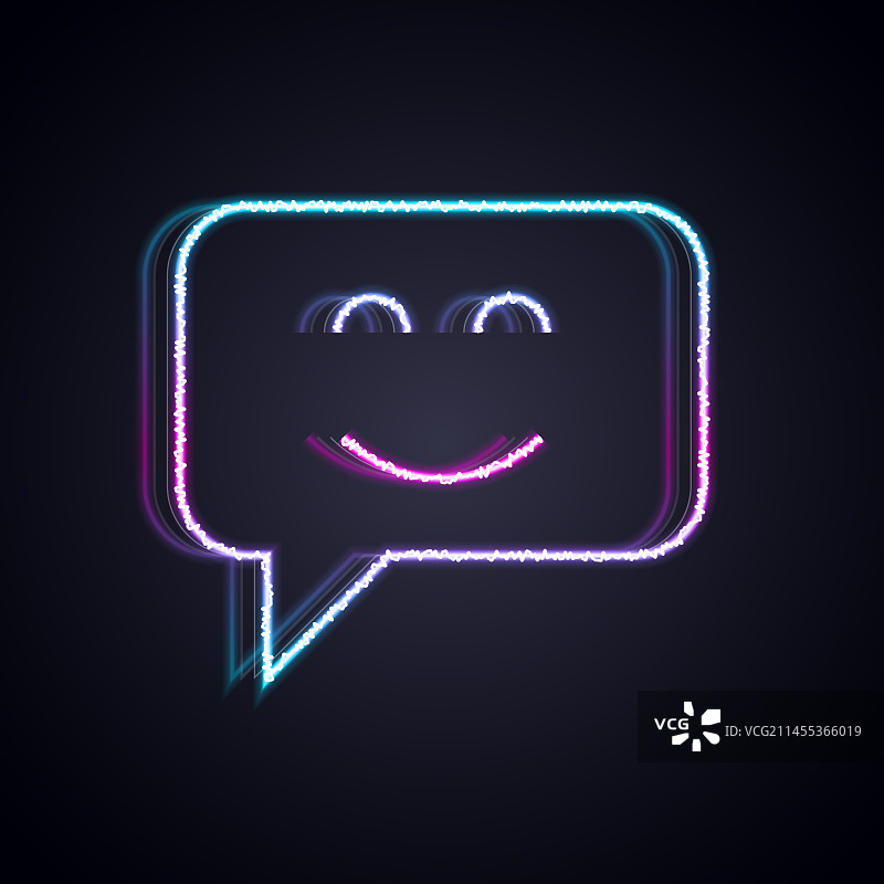 发光的霓虹灯线笑脸图标图片素材
