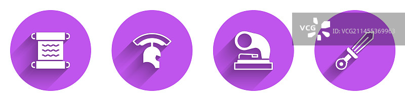 莎草纸卷轴罗马军盔套装图片素材