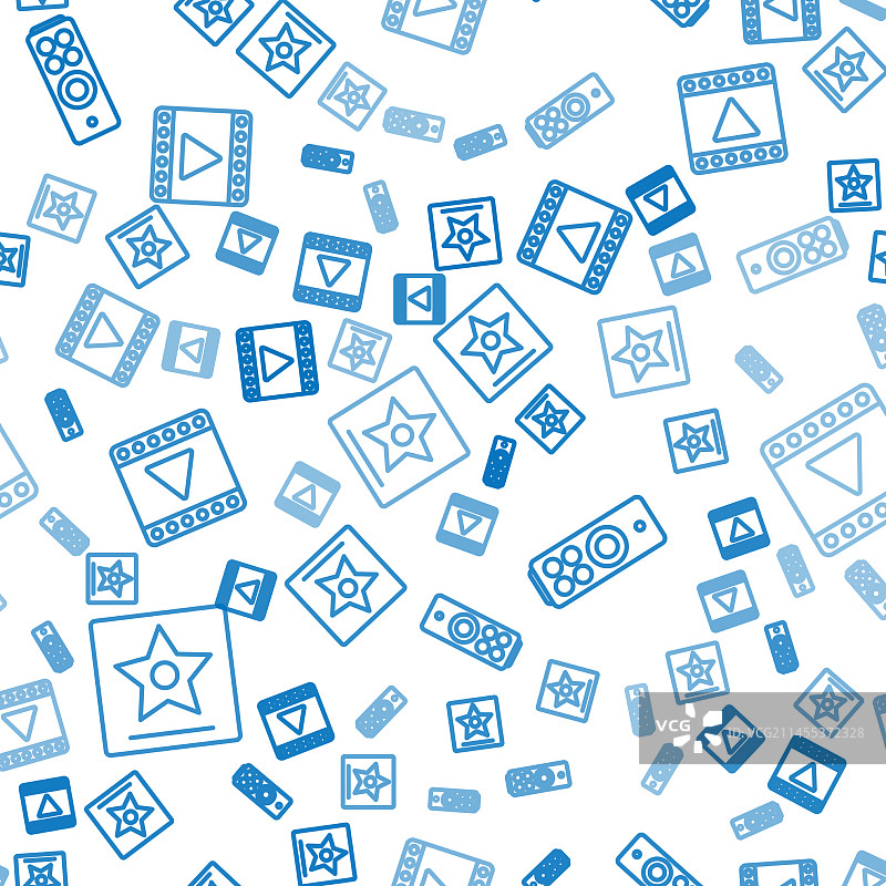 好莱坞星光大道之星、遥控器等线条组合图片素材