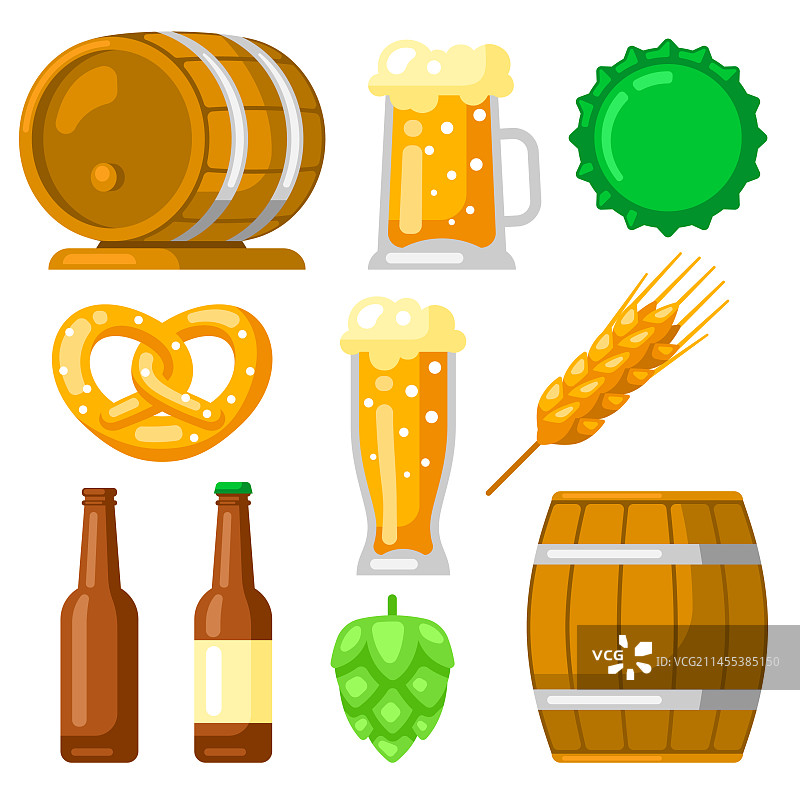 啤酒节或慕尼黑啤酒节的啤酒物品合集图片素材
