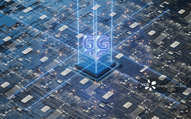 智能芯片与科技感电路3D渲染图片素材