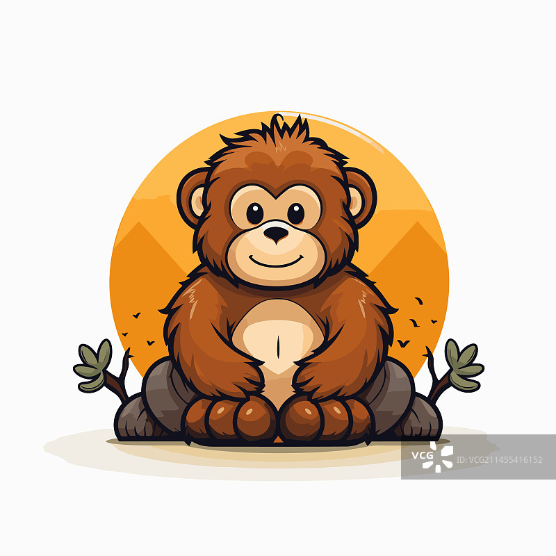 手绘可爱卡通大猩猩图片素材