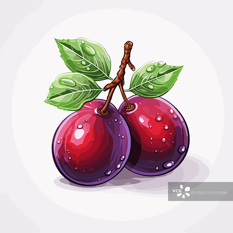 手绘卡通涂鸦风格的李子图片素材