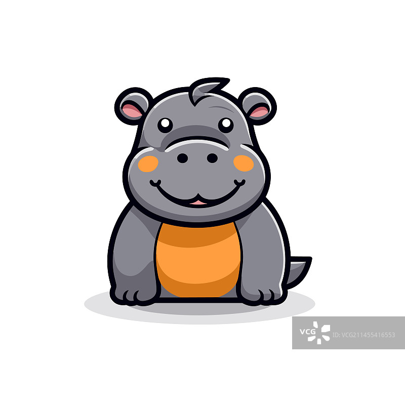 手绘河马可爱涂鸦图片素材