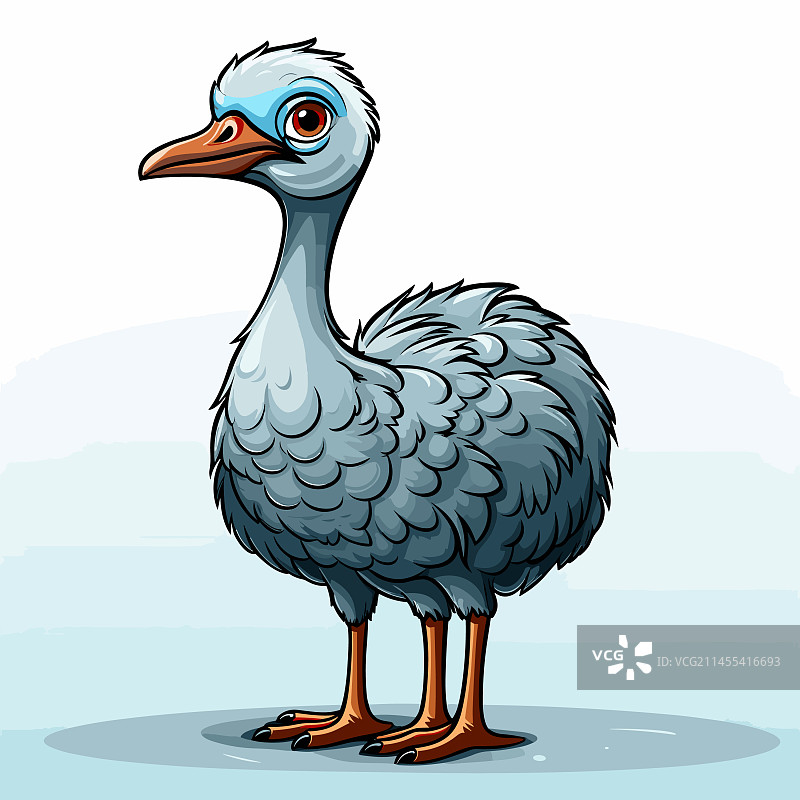 手绘卡通可爱涂鸦鸵鸟图片素材