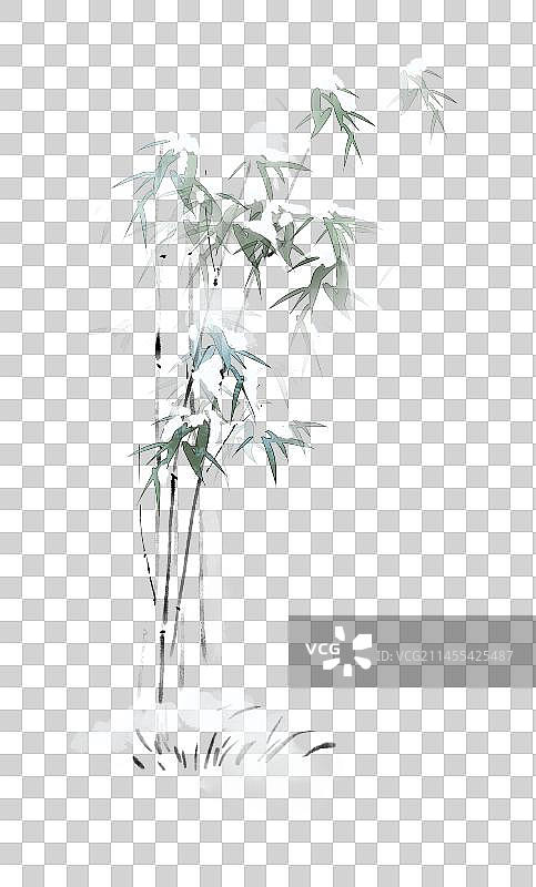 水墨画雪后的竹子图片素材
