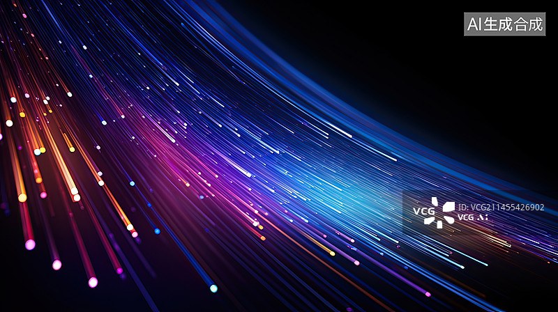 【AI数字艺术】光纤网络电缆的抽象背景,未来科技概念素材图片素材