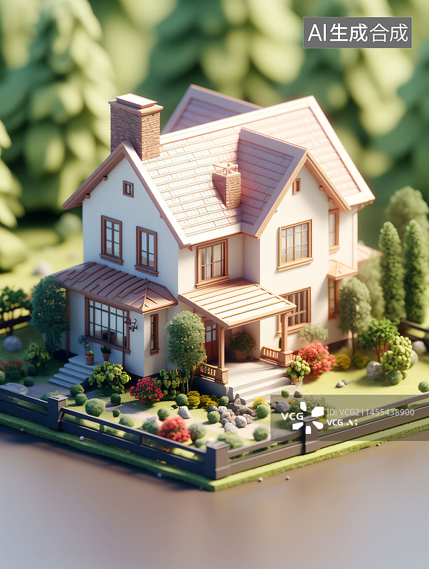 【AI数字艺术】微缩景观，小木屋，森林，风景，小景，建筑图片素材