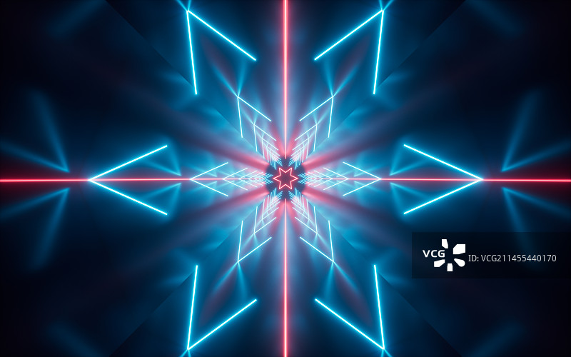 抽象霓虹灯隧道3D渲染图片素材