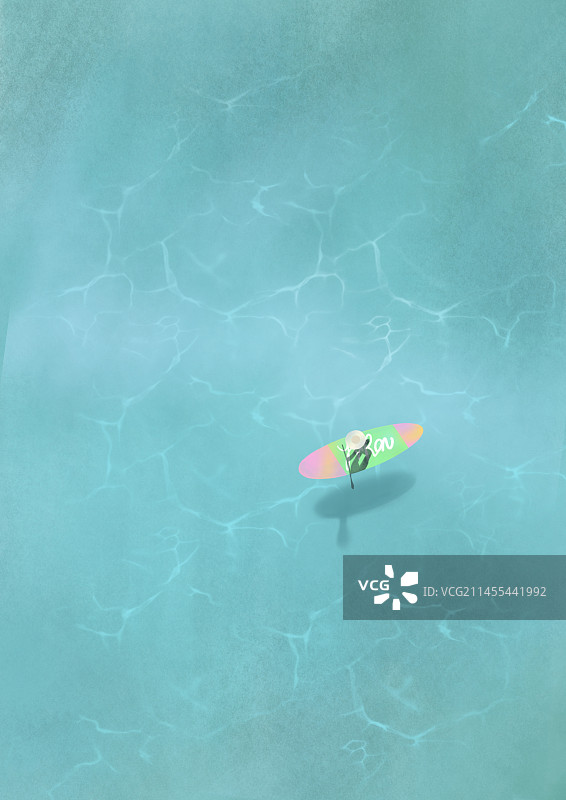 海洋里的冲浪板背景插画图片素材
