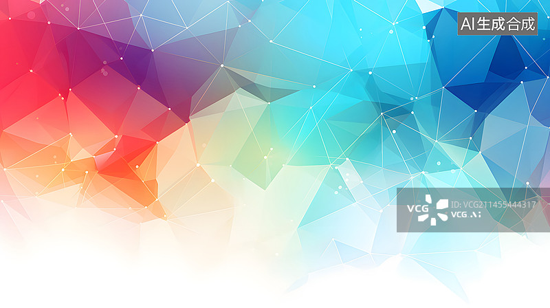 【AI数字艺术】数码科技抽象多边形结构连接海报网页PPT背景图片素材