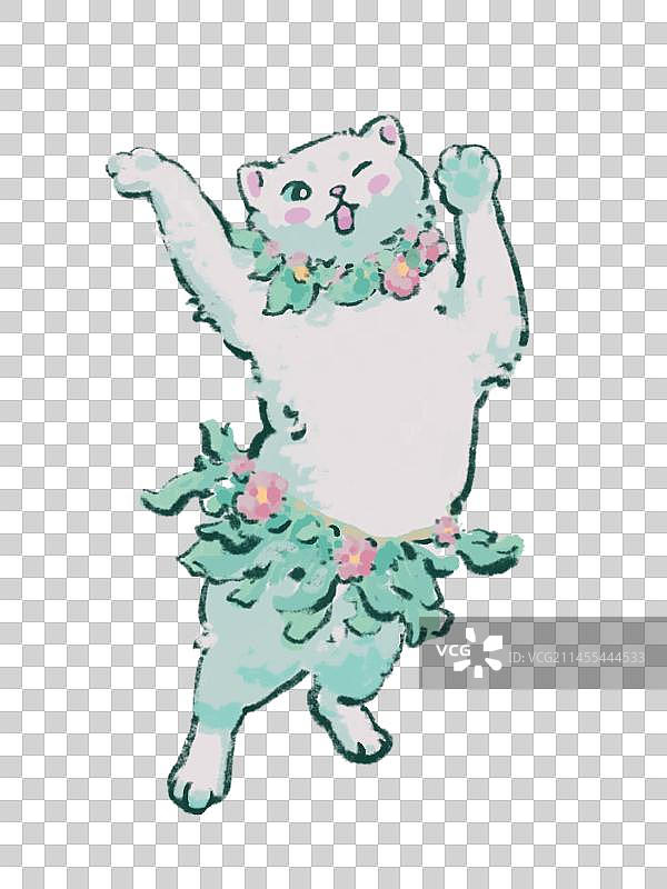 清新治愈系手绘小猫图片素材