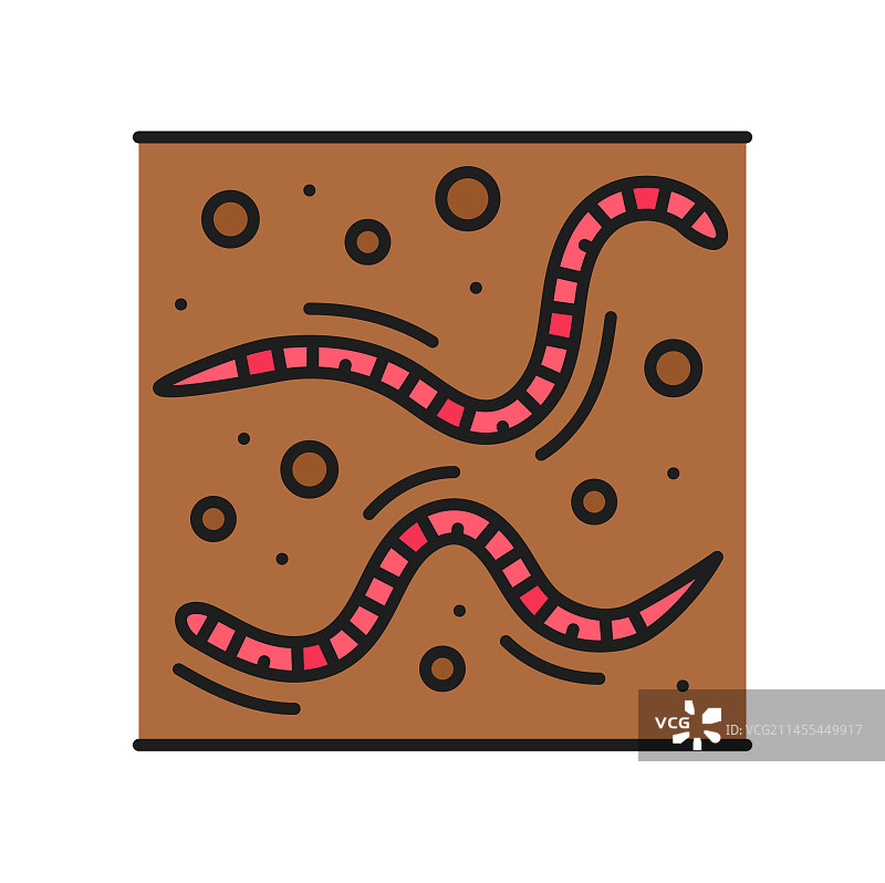 蚯蚓土壤堆肥农业线性图标图片素材