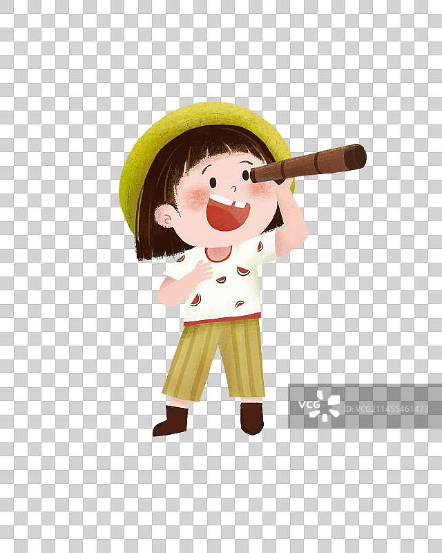 快乐女孩卡通站姿插画图片素材