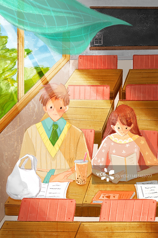 校园插画图片素材