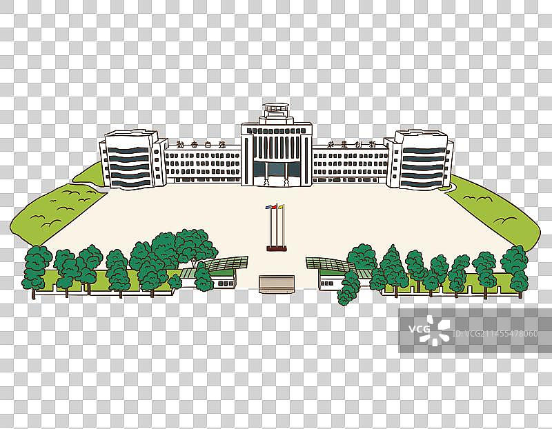 手绘学校建筑图片素材