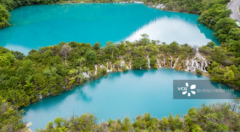 四川九寨沟景区航拍图片素材