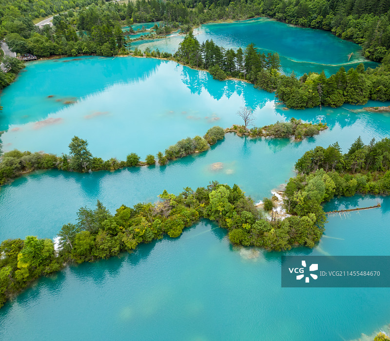 四川九寨沟景区航拍图片素材