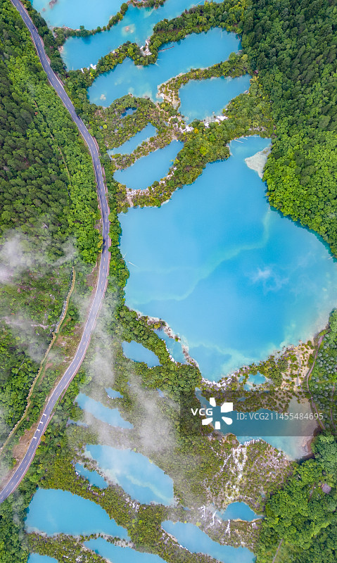 四川九寨沟景区航拍图片素材
