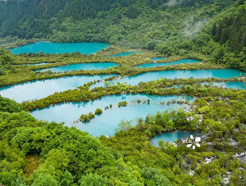 四川九寨沟景区航拍图片素材