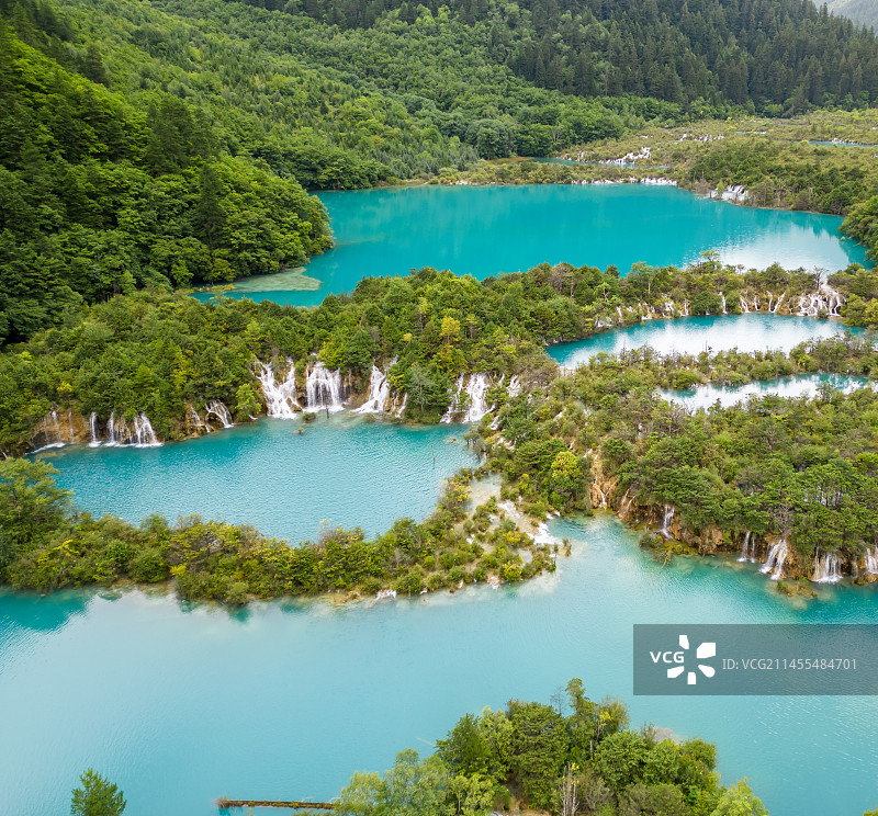 四川九寨沟景区航拍图片素材