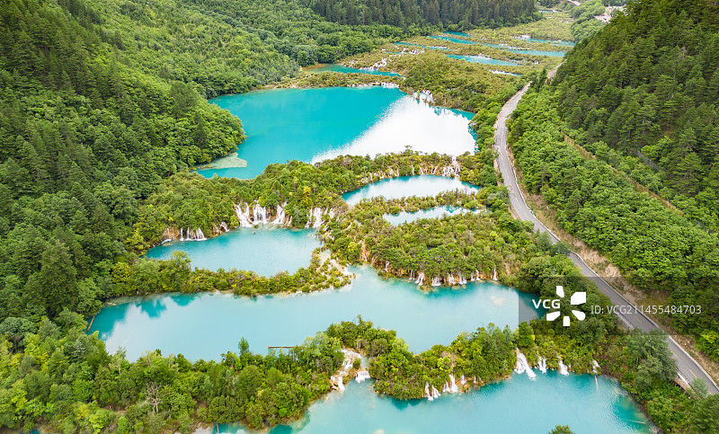 四川九寨沟景区航拍图片素材