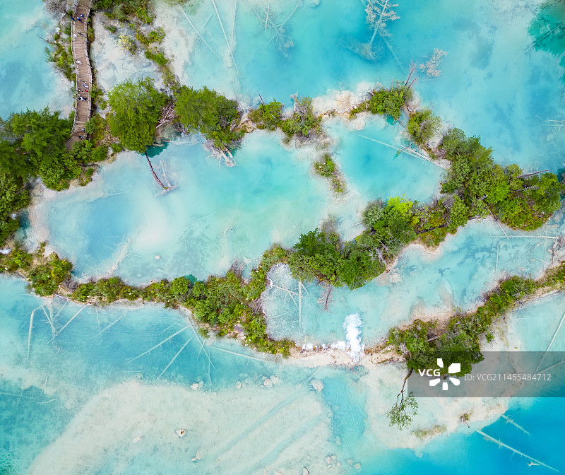 四川九寨沟景区航拍图片素材