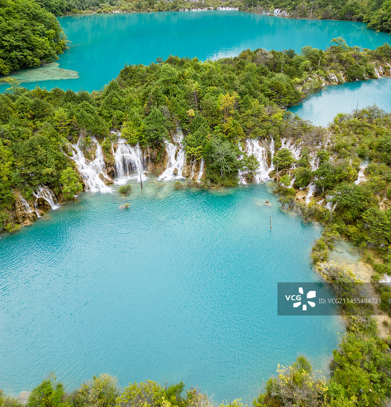 四川九寨沟景区航拍图片素材