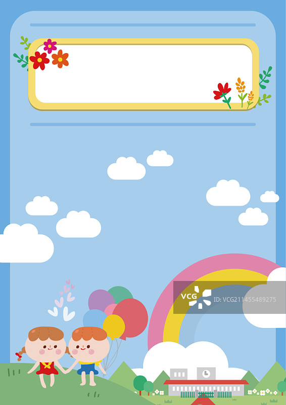 孩子们在学校的画框矢量素材图片素材