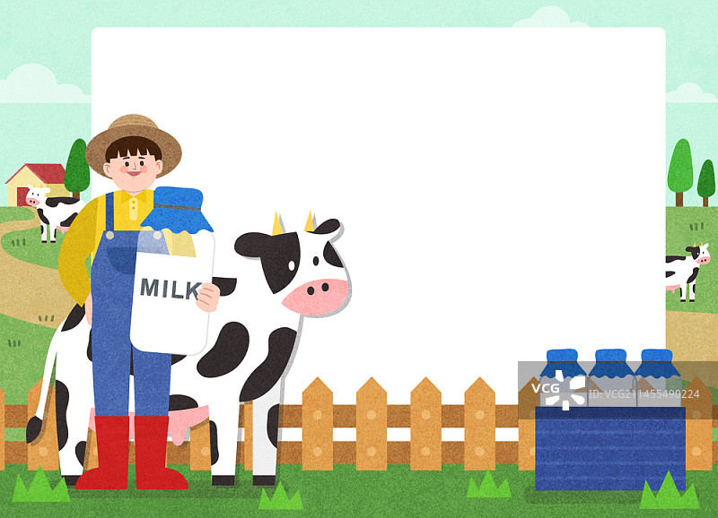 与乳牛在一起的男人和女人矢量插画图片素材