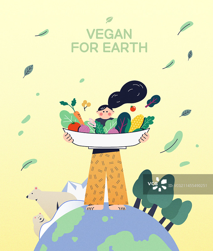 纯素主题矢量插画图片素材