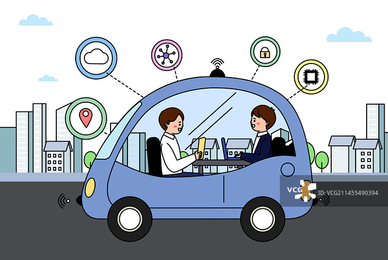 机器人主题生活矢量插画图片素材