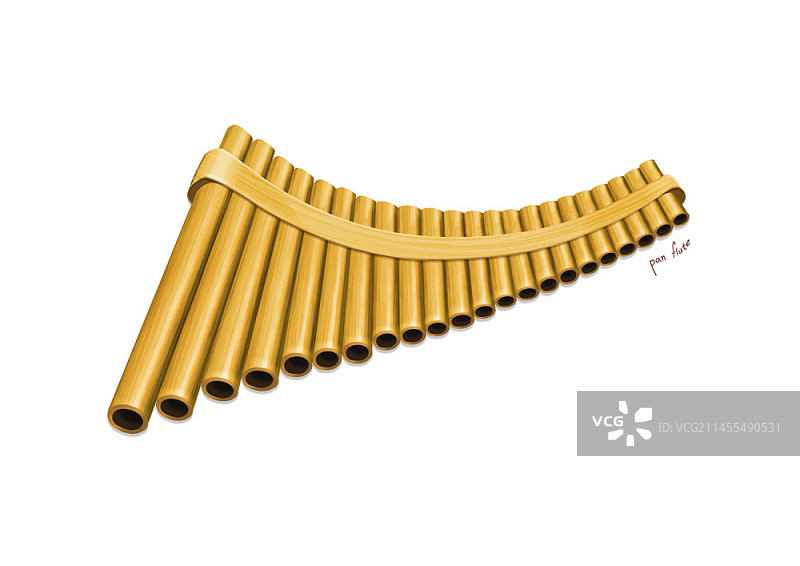 白色背景上的乐器排箫图片素材