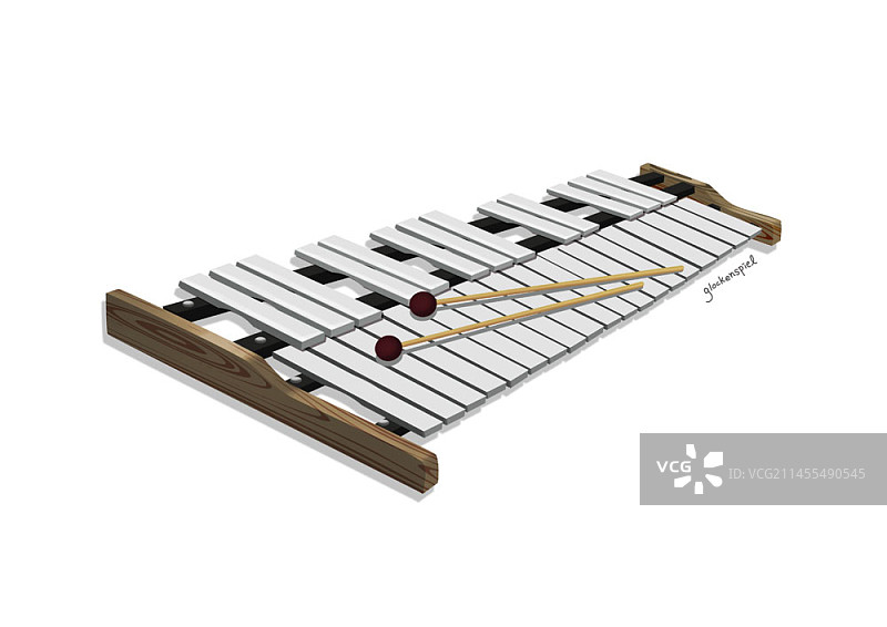 白色背景上的乐器：钟琴图片素材