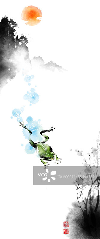 青蛙笔触画图片素材